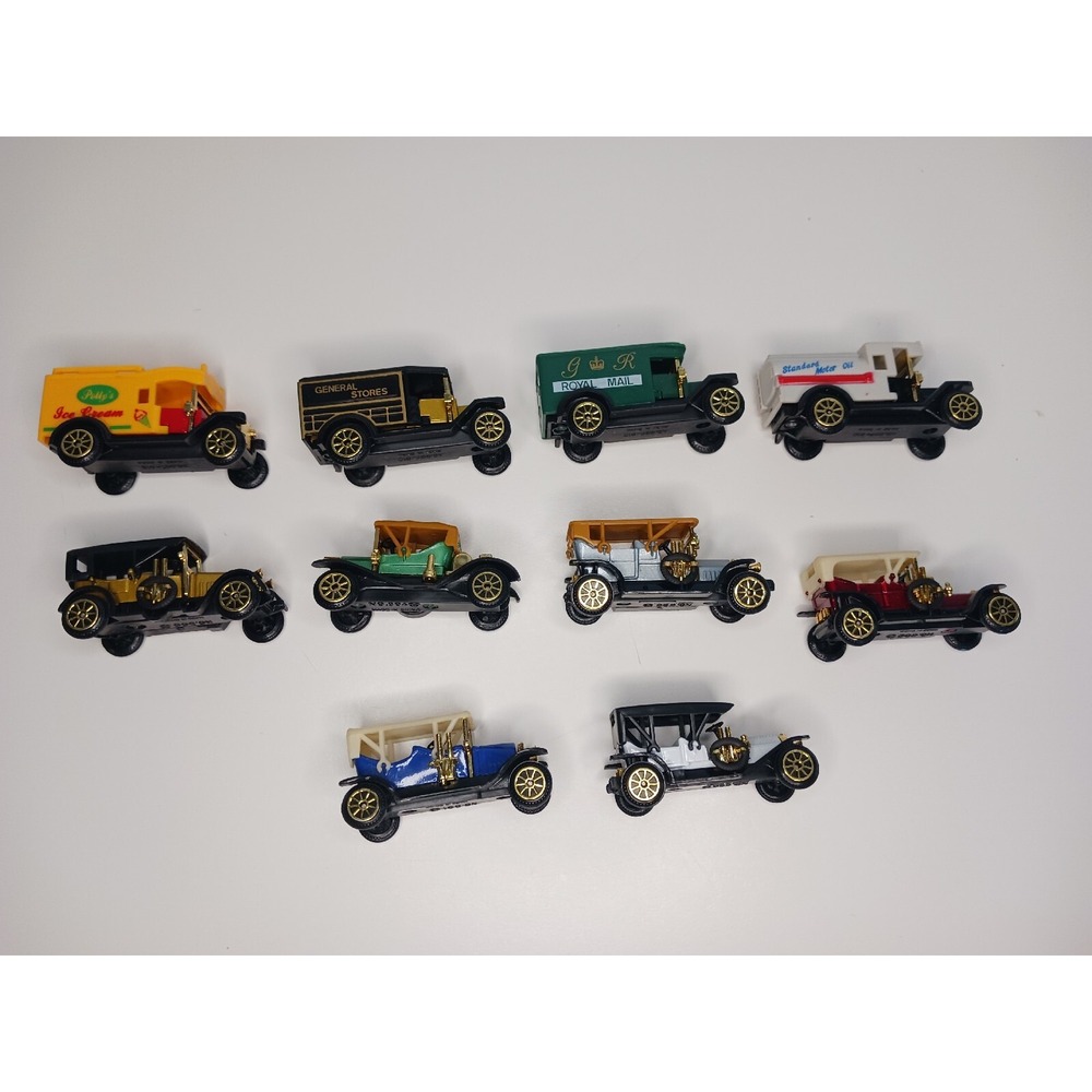 Lot Of  10 Diecast Toy Cars  Classic Antique Style Mail Ice Cream Tanker Truck